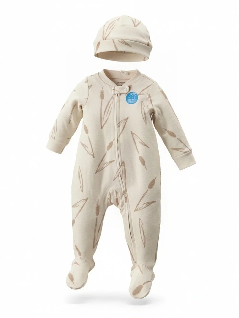 Carters 6 Months Cotton Beige Baby One-Piece with Hat & Footie